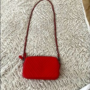 Crossbody-AQUA Red Leather bag 100% exclusive from bloomingdales